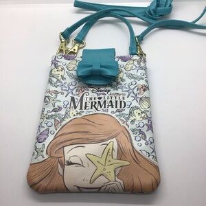 Disney The Little Mermaid Ariel Crossbody Bag 2 Straps With Bow & Pocket Bag